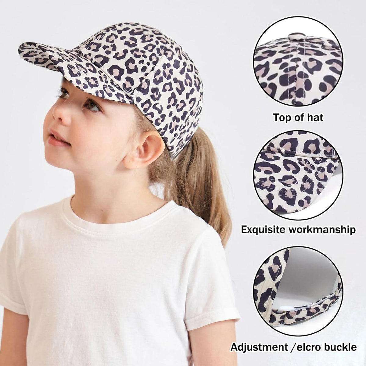 Baseballkappe Mädchen Leopard | UV-Schutz Sonnenhut 3-8 Jahre