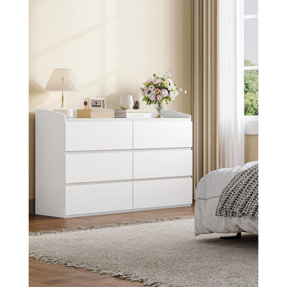 Kommode 138 cm mit 6 Schubladen & Arbeitsfläche Weiß