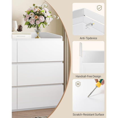 Kommode 138 cm mit 6 Schubladen & Arbeitsfläche Weiß
