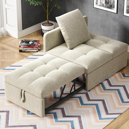 Schlafsofa Klein – 3-in-1 Schlafsessel mit Bettfunktion (Beige)