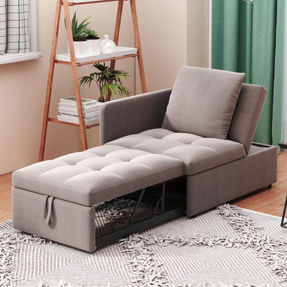 Schlafsofa Klein – 3-in-1 Schlafsessel mit Bettfunktion (Grau)