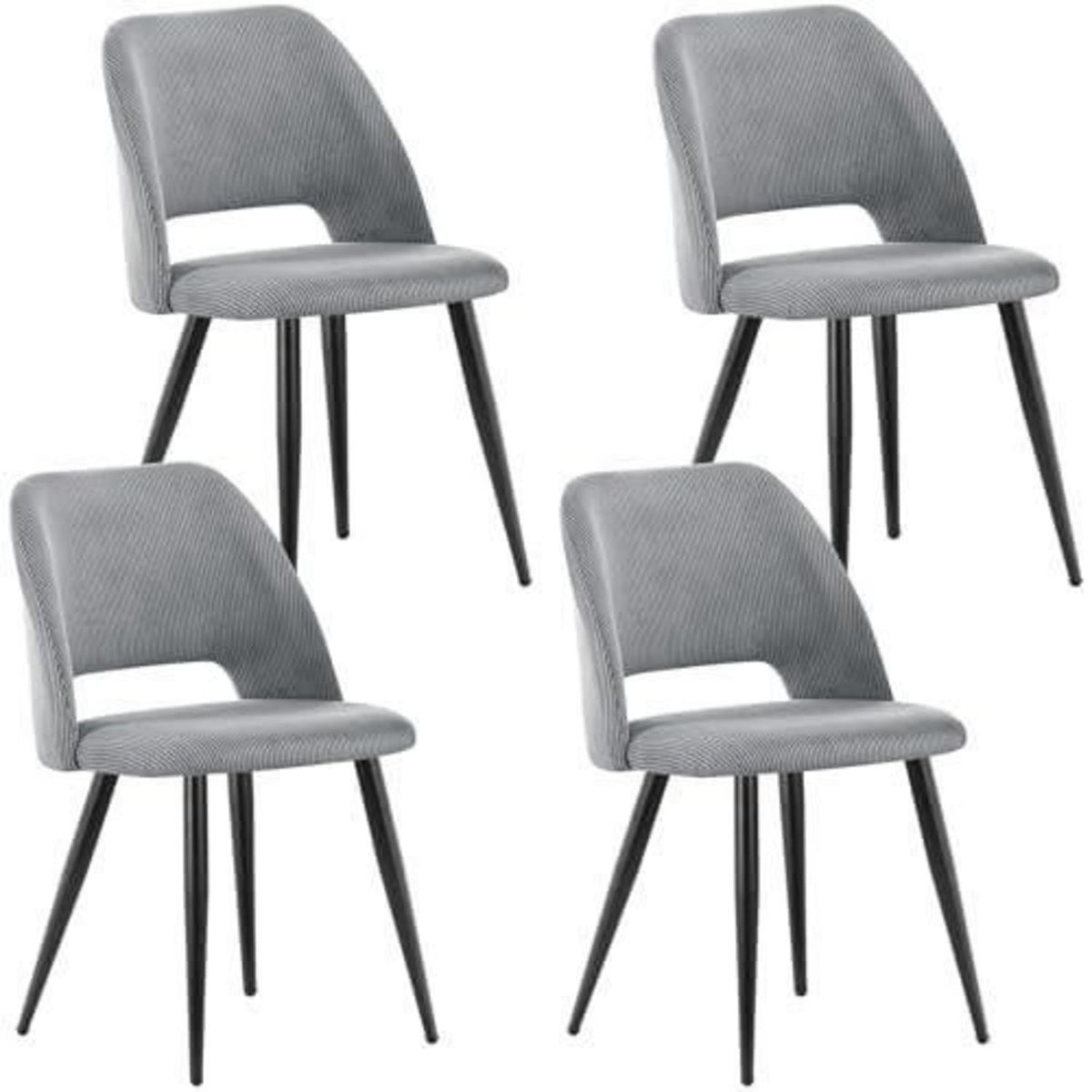Esszimmerstühle Set 4 Grau, Kordsamt Gepolstert & Robust