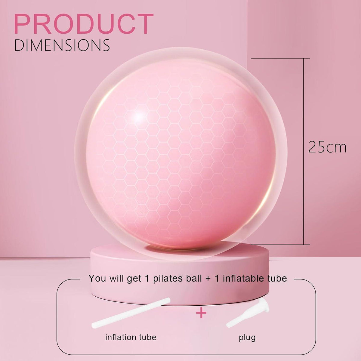 Gymnastikball 25cm, Pilates & Yoga Ball, Anti-Burst, Rosa/Himmelblau