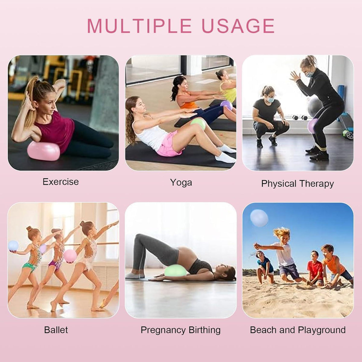 Gymnastikball 25cm, Pilates & Yoga Ball, Anti-Burst, Rosa/Himmelblau