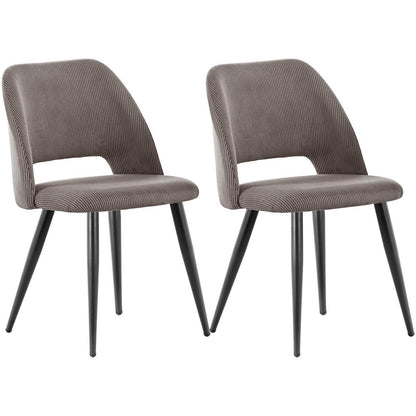 Esszimmerstühle 2er Set Kordsamt Braun Ergonomisch