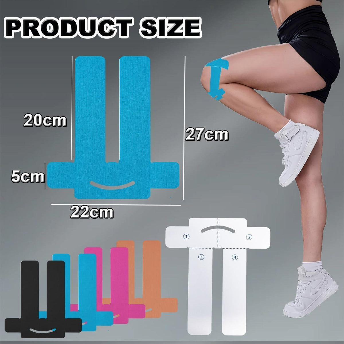 8x Knie Knieschoner Tape Vorgeschnitten – Sport Tape für Knieschmerzen