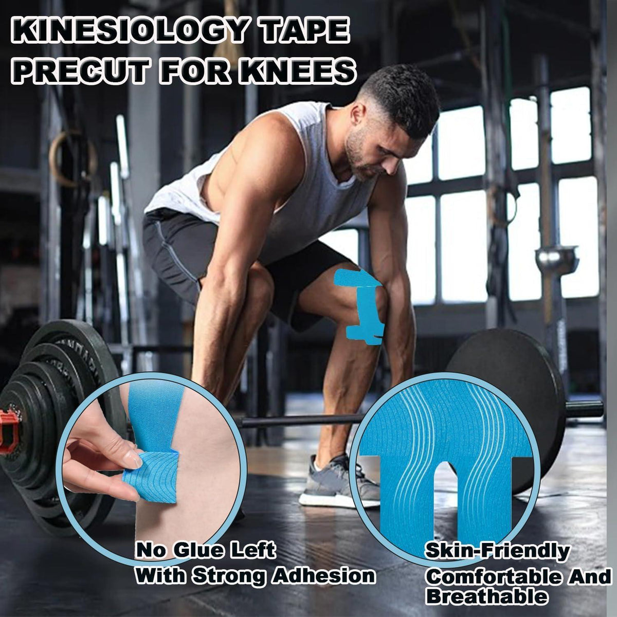 8x Knie Knieschoner Tape Vorgeschnitten – Sport Tape für Knieschmerzen