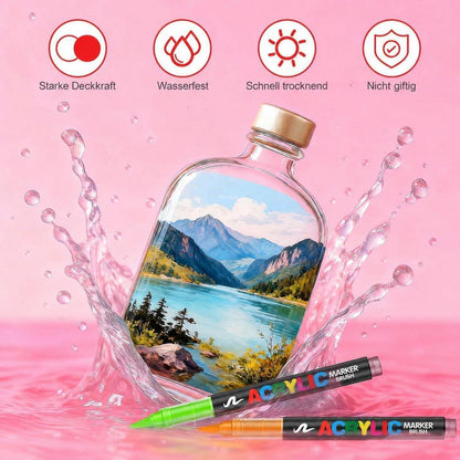Acrylstifte Set 288 Farben mit Pinselspitze – Wasserfest & Vielseitig