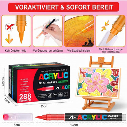 Acrylstifte Set 240 Farben – Pinselspitze, wasserfest & vielseitig