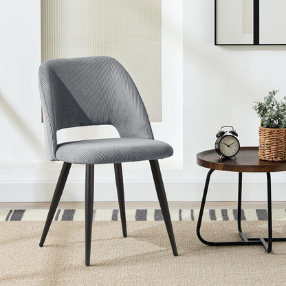 8x Esszimmerstuhl Grau Kordsamt Gepolstert, Ergonomisch & Robust