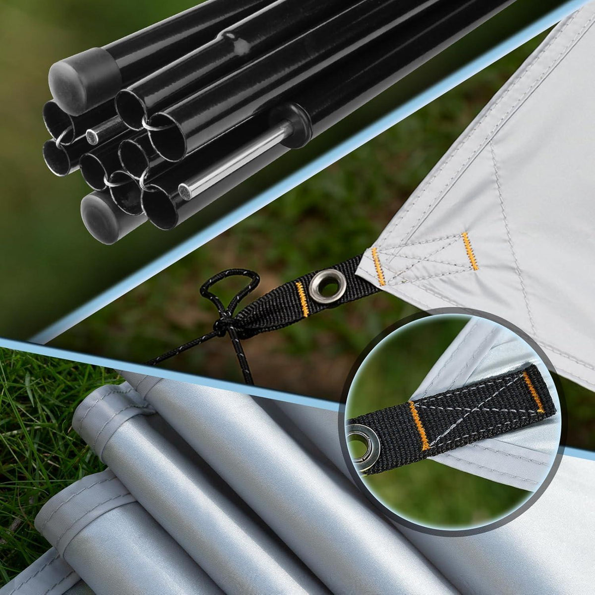 Ultraleichte Camping Tarp 3,7x4,3m wasserdicht & UV-Schutz Rot/Grau