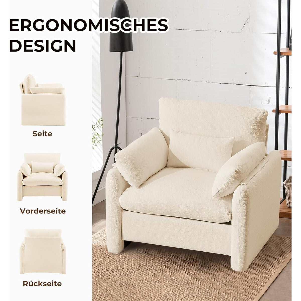 2er Set Ohrensessel – Bequeme Polster-Sessel für Wohnzimmer & Schlafzimmer