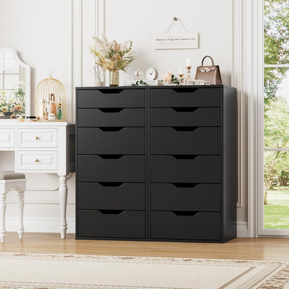 Schmale Kommode mit 6 Schubladen – Schwarz, 45x40x90,5 cm