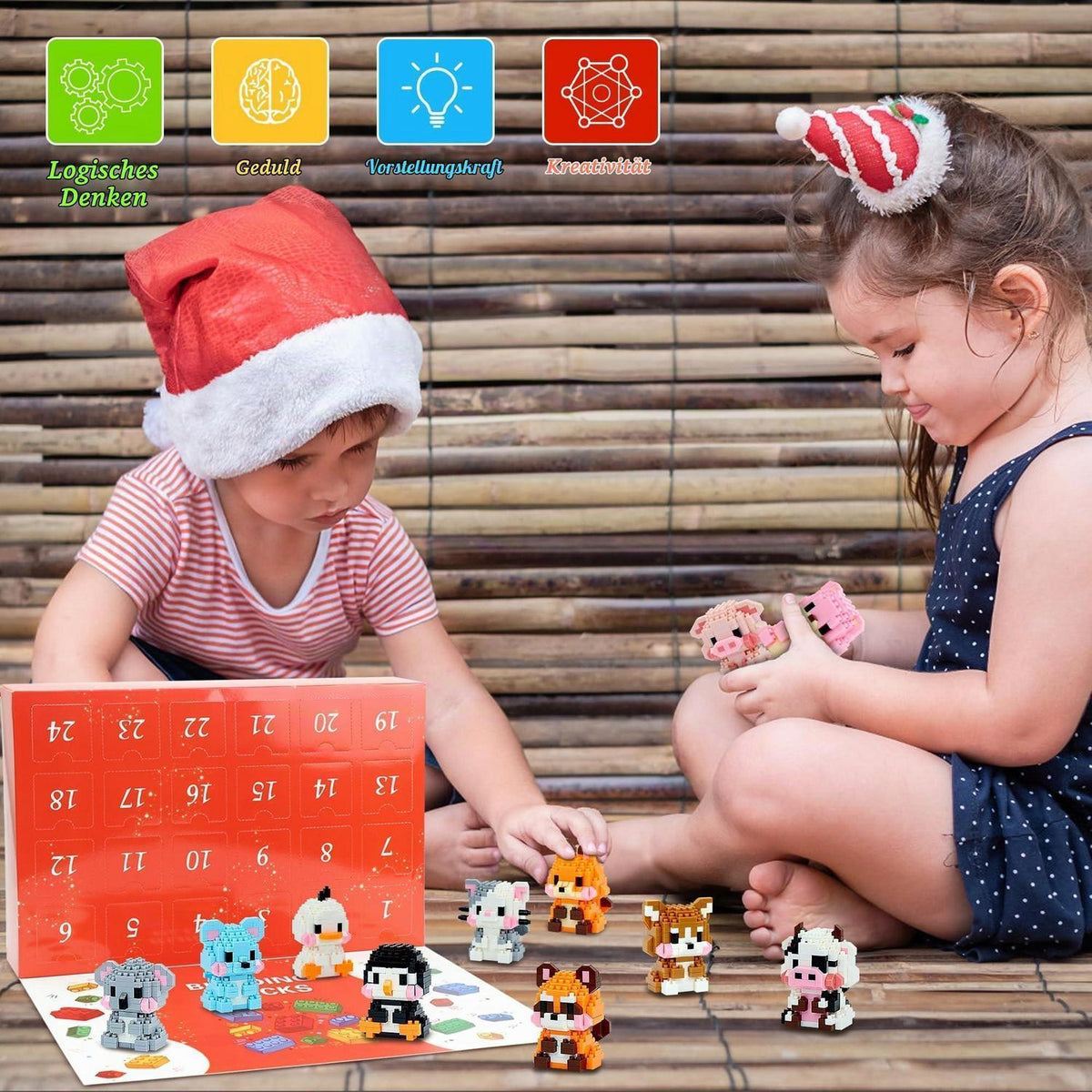 Adventskalender 2026 Tiere – Mini Bauspielzeug für Kinder