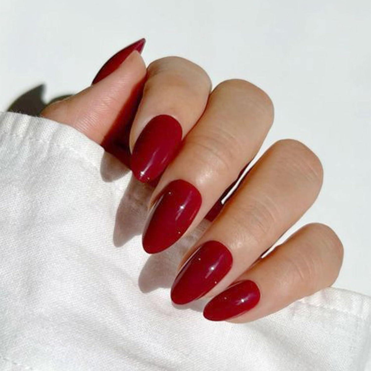 240 Press-On-Nägel Mandelform Weinrot – Künstliche Nagelspitzen Mittel