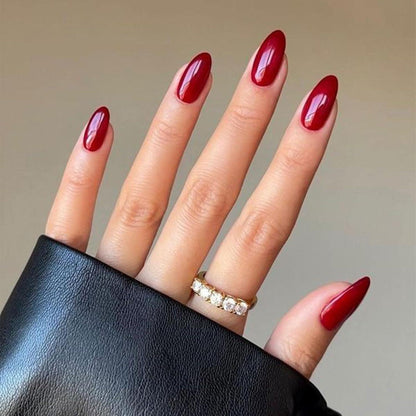 240 Press-On-Nägel Mandelform Weinrot – Künstliche Nagelspitzen Mittel