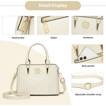 Henkeltasche Damen mittelgroß mit Geldbörse Beige Lychee Muster