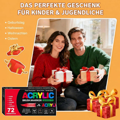 Acrylstifte Set 288 Farben – Pinselspitze für Steine, Glas & mehr
