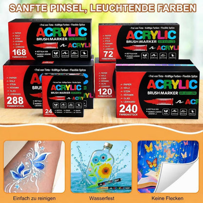 Acrylstifte Set 168 Farben – Pinselspitze für Steine, Glas & mehr
