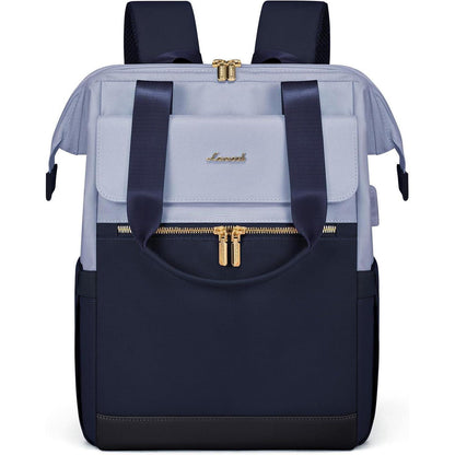 Laptop Rucksack 17,3 Zoll wasserdicht für Uni Büro Arbeit Hellblau Marineblau