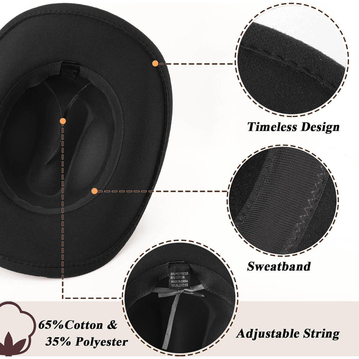 Cowboyhut Damen Herren Glitzer Strass Krempe Filz Fedora