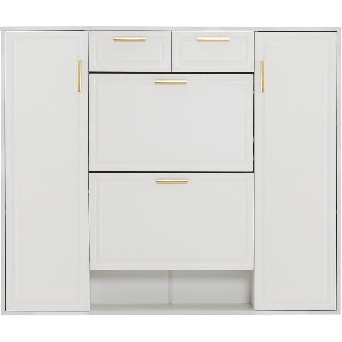 Moderner Schuhschrank mit Kippfächern & Schubladen (120x24x107)
