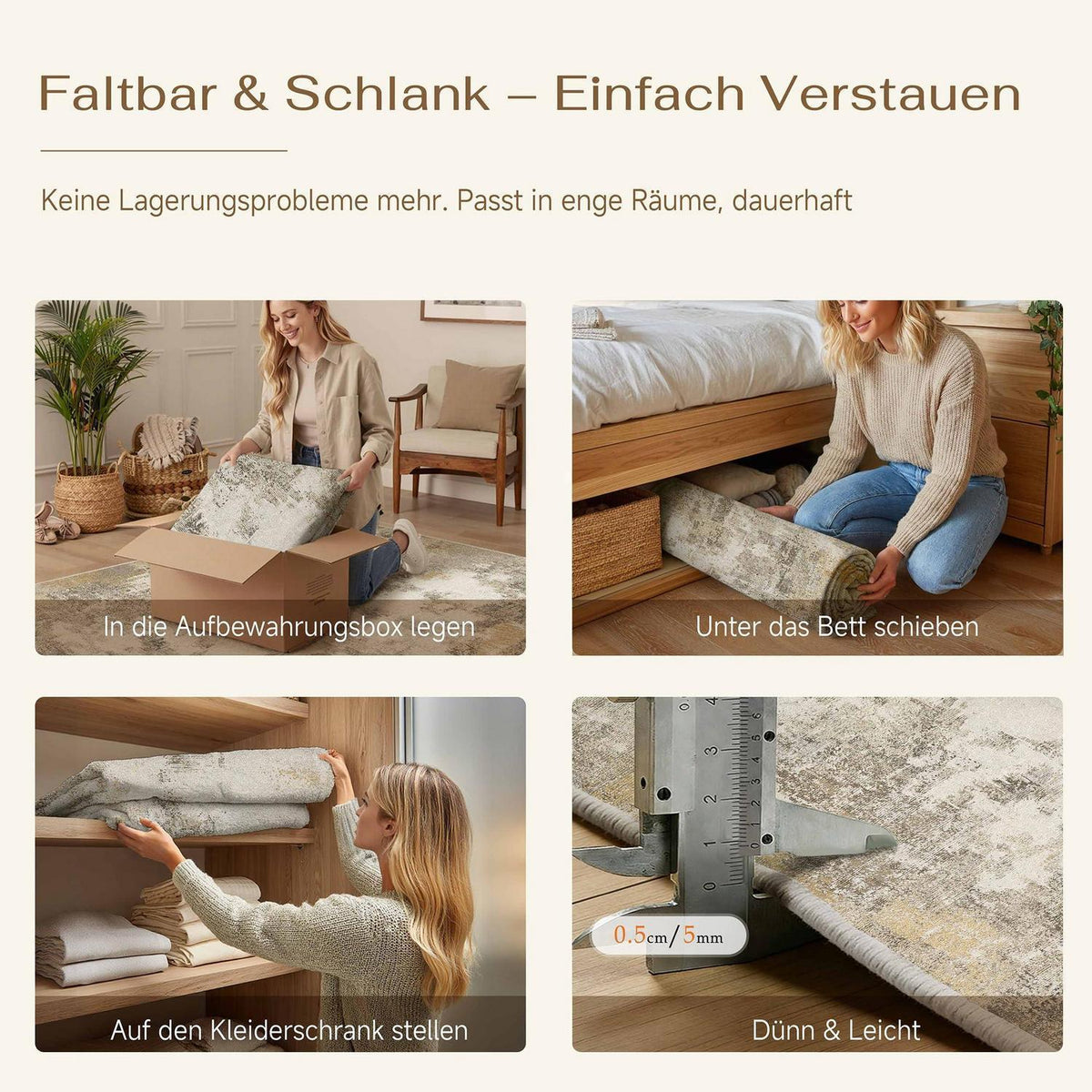 Abstraktes Wohnzimmer Teppich 240x300 cm – Vintage & Waschbar