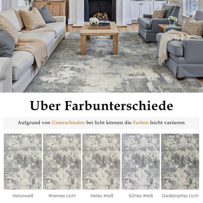 Abstraktes Wohnzimmer Teppich Blau-Grau 200x300cm Rutschfest Kurzflor