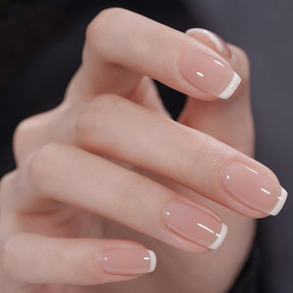 Französische Press-On Nägel Weiß – 24 Stück mit Nagelkleber