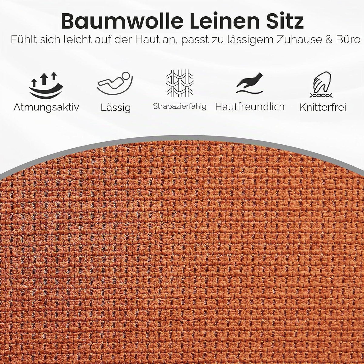 Drehbarer Esszimmerstuhl Set (2) Orange, Massivholzbeine