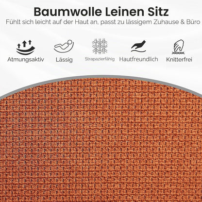 Drehbarer Esszimmerstuhl Set (2) Orange, Massivholzbeine