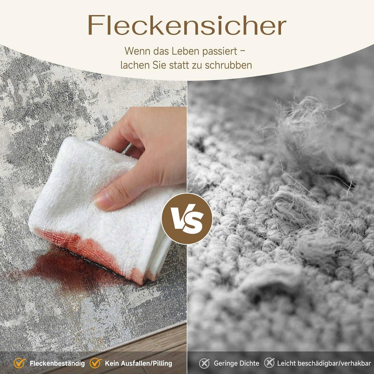 Abstraktes Wohnzimmer Teppich Blau-Grau 240x300 cm Waschbar