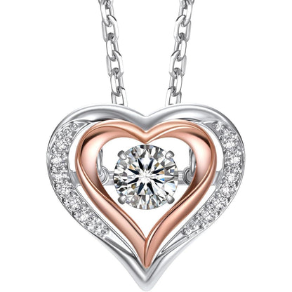 Halskette Herz 1 Karat Moissanit Silber 925 Rosegold Geschenk