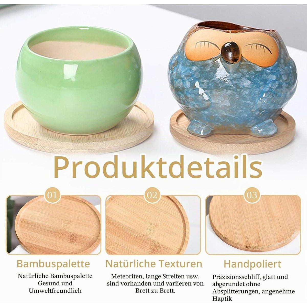12 Holz Untersetzer Rund Bambus - Coasters zum Basteln & Verschenken
