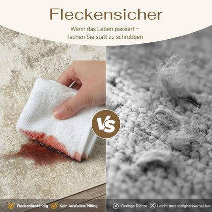 Beiger Wohnteppich 200x300cm – Rutschfest, Waschbar, Abstrakt