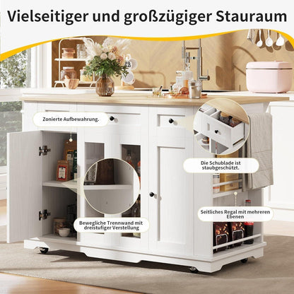 Kücheninsel mit abnehmbaren Trennwänden & Glasausstattung