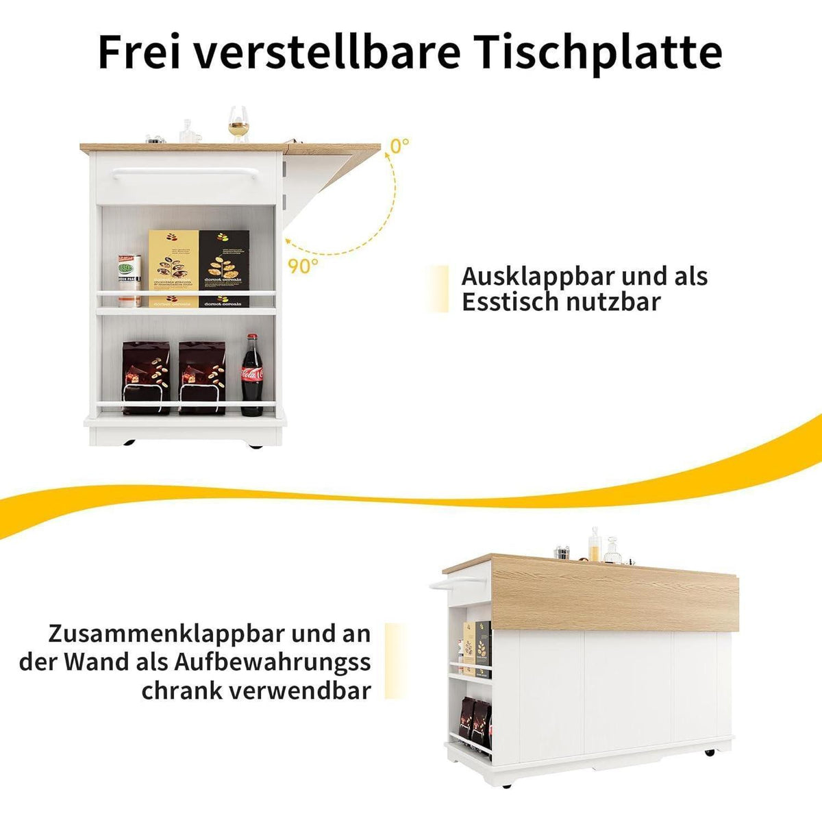 Kücheninsel mit abnehmbaren Trennwänden & Glasausstattung