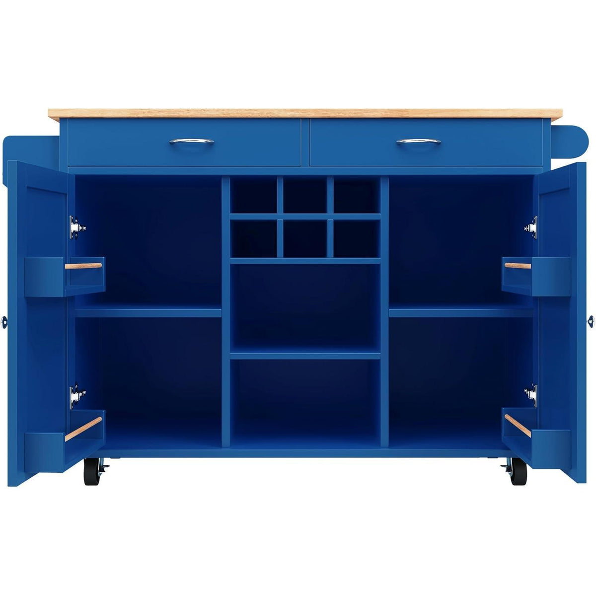 Kücheninsel mit Stauraum & Rollen – Blau (102x45x92cm)