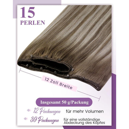 Echthaar Micro Weft Extensions Braun Blond 55cm