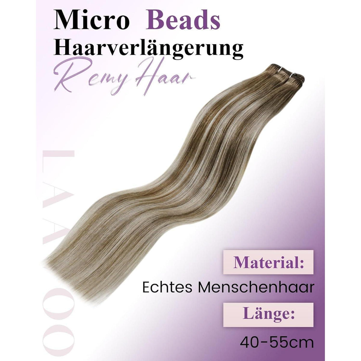 Echthaar Micro Weft Extensions Braun Blond 55cm