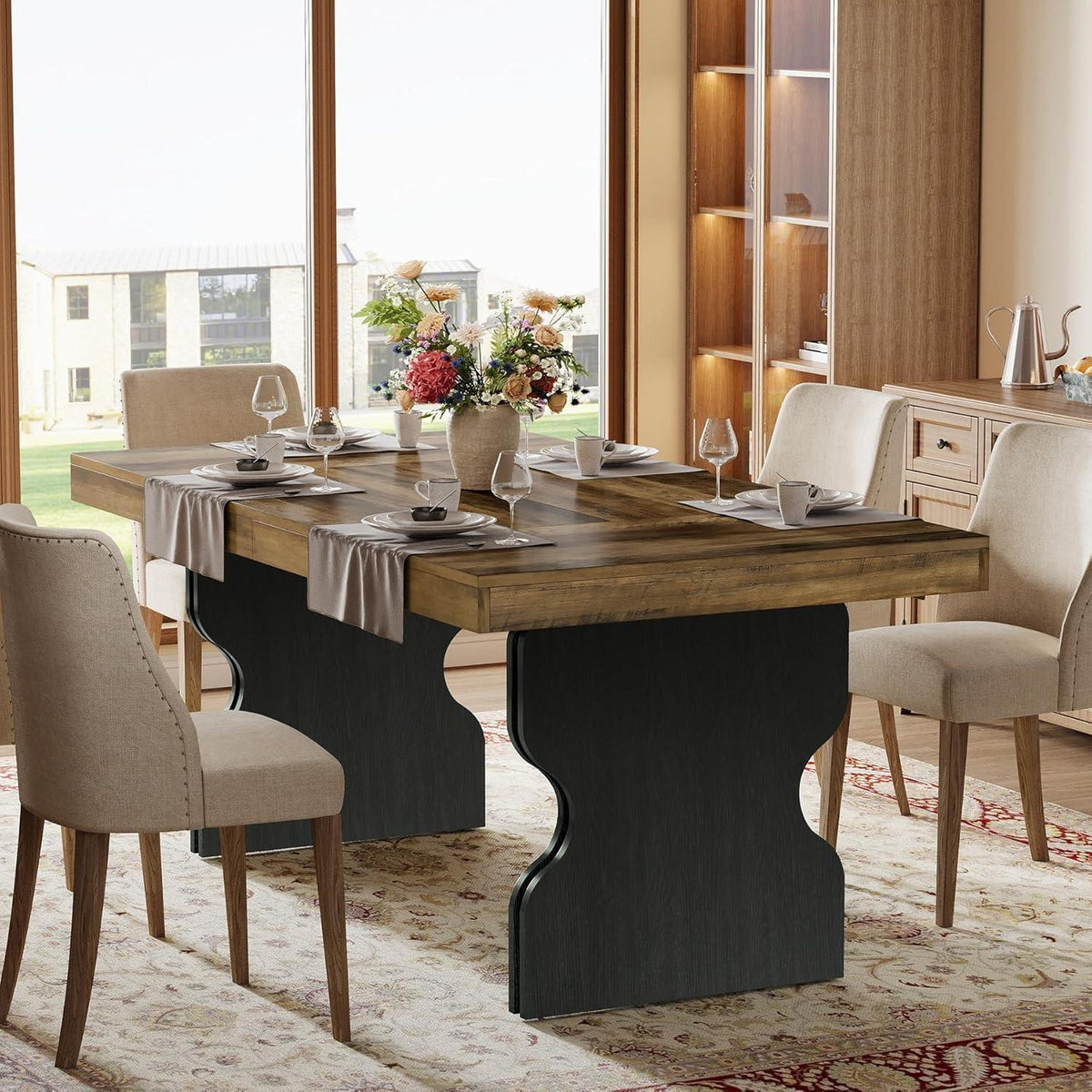 Rustikaler Esstisch 160cm – MDF Landhausstil für 4-6 Personen