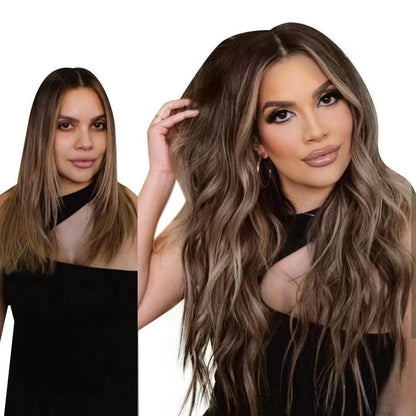 Echthaar Flip-in Extensions Braun Ombre 45cm