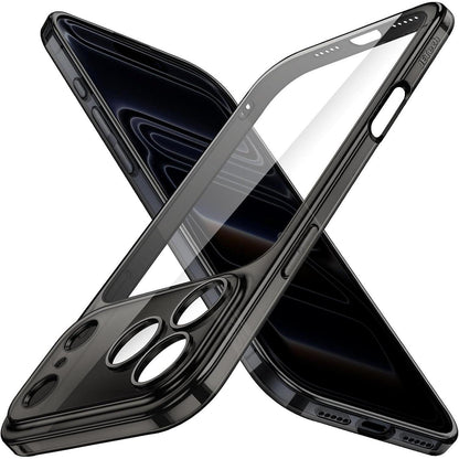 iPhone 17 Pro Hülle mit Kameraschutz, klar, schwarz
