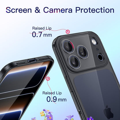 iPhone 17 Pro Hülle mit Kameraschutz, klar, schwarz