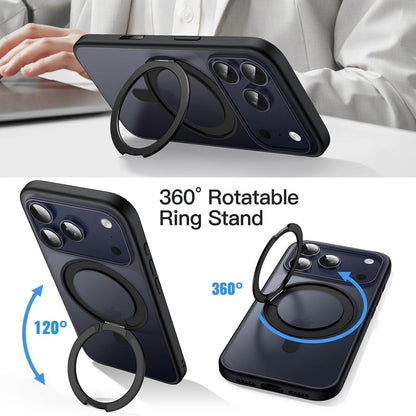 iPhone 17 Pro Hülle mit 360° Ring & MagSafe Ständer Schwarz