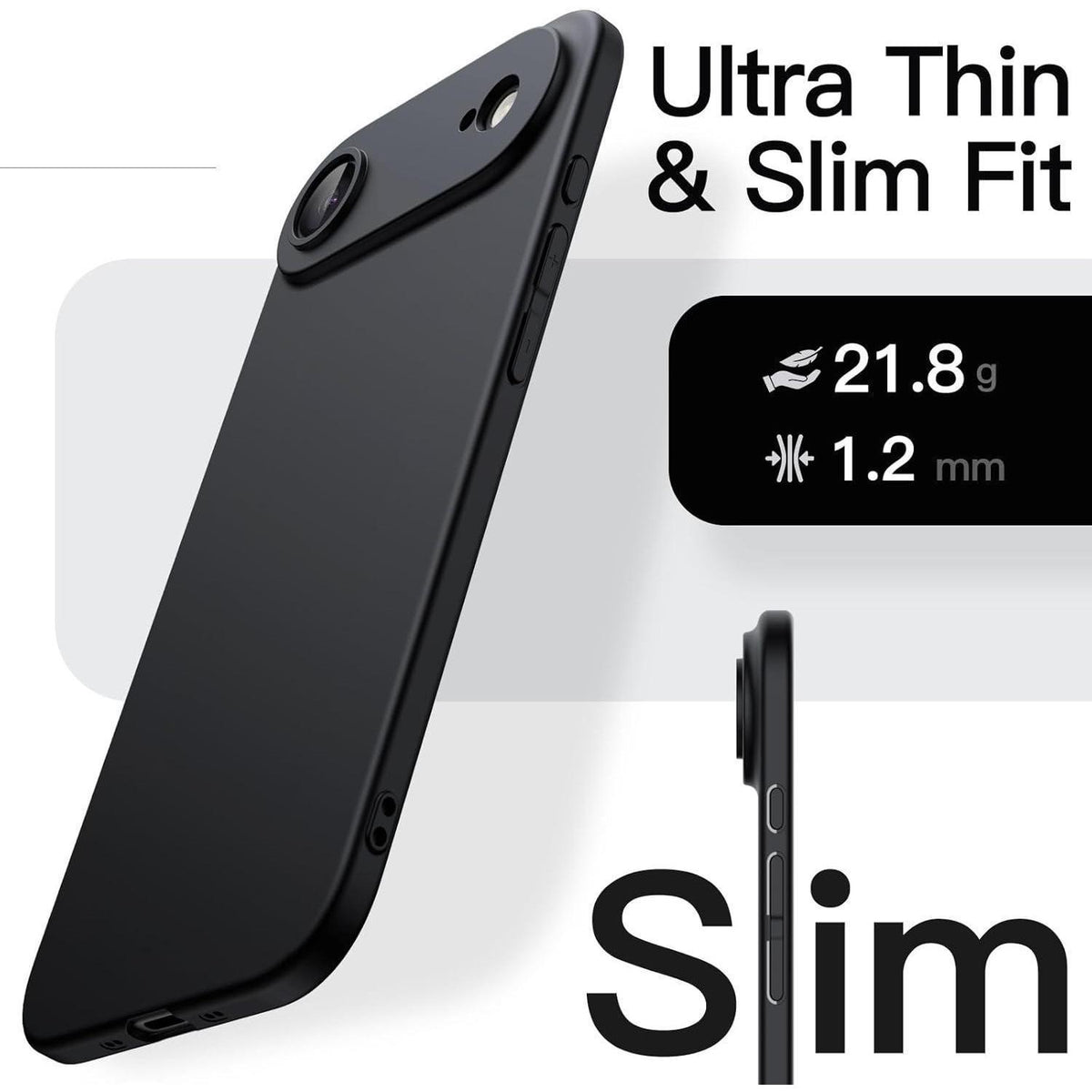 iPhone 17 Air Hülle, ultradünn matt mit Kameraschutz, Schwarz