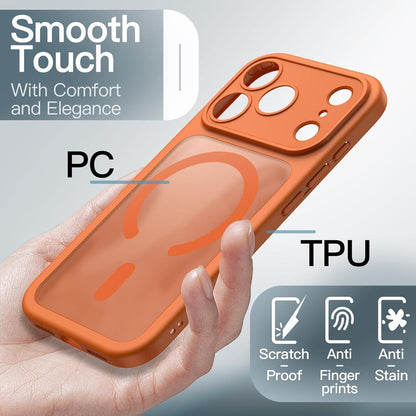 Magnetische Hülle für iPhone 17 Pro 6,3 Zoll, transluzent matt, orange