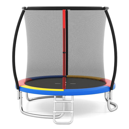 GYMAX Gartentrampolin 244cm mit Sicherheitsnetz & Leiter