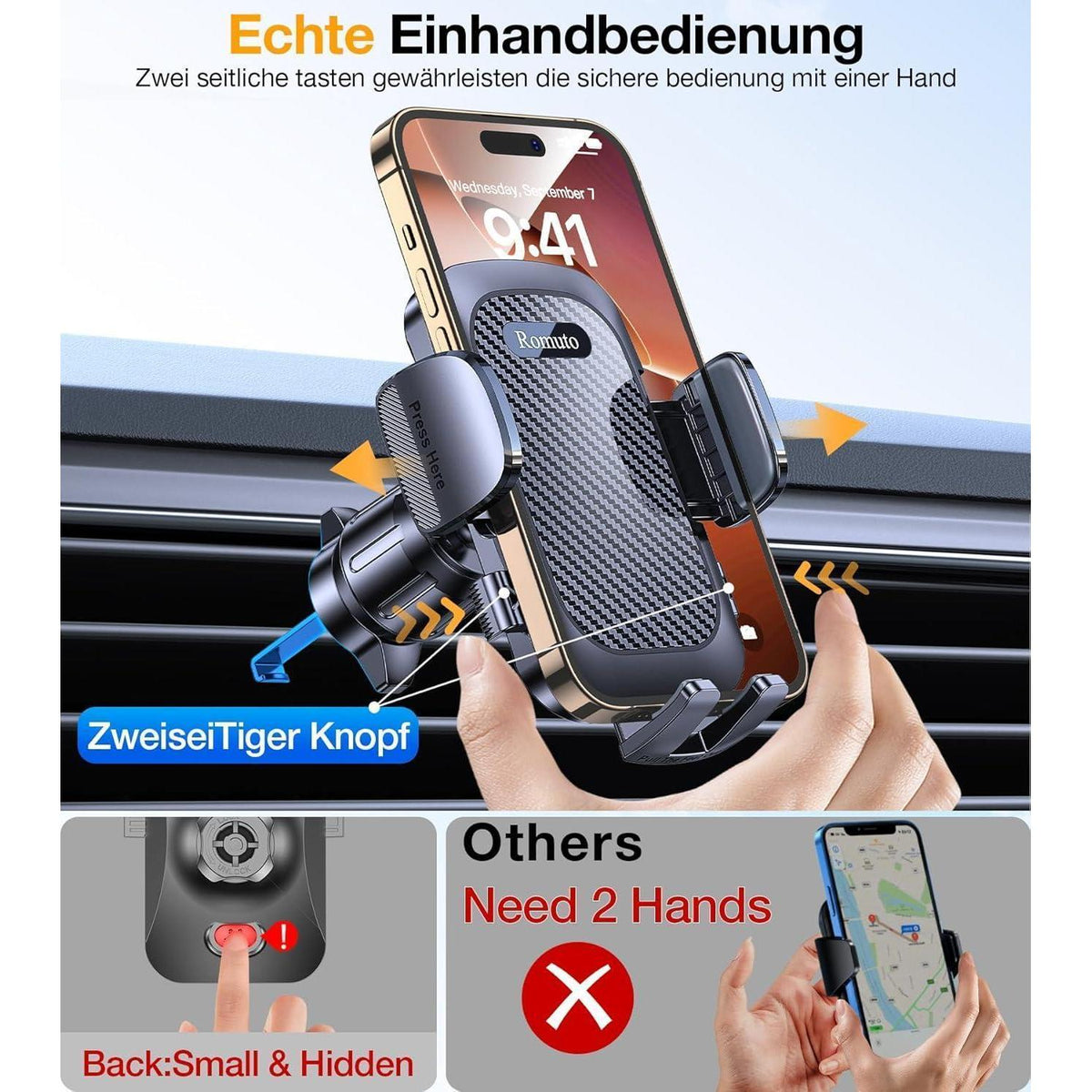 Handyhalter Auto 360° Drehbar – Saugnapf, Lüftung, Armaturenbrett