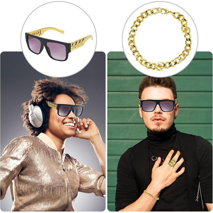 Hip Hop Rapper Kostüm Set 6-teilig – 80er 90er Jahre Outfit